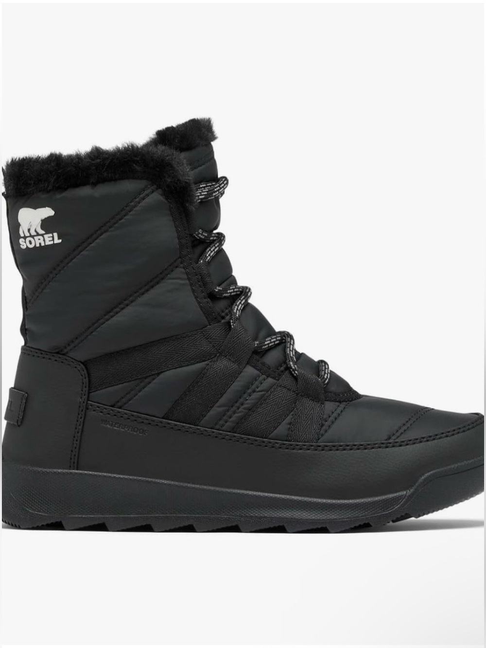 Macy's Sorel Women’s Black Fur-Trim Lace-Up Winter Boot size 8